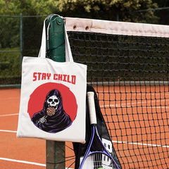 Cartoon Skull Pattern Canvas Shoulder Bag Lightweight Shopper Storage