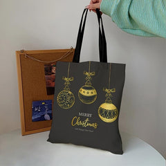 Christmas Hanging Ball Pattern Canvas Bag Women's Canvas Handbag