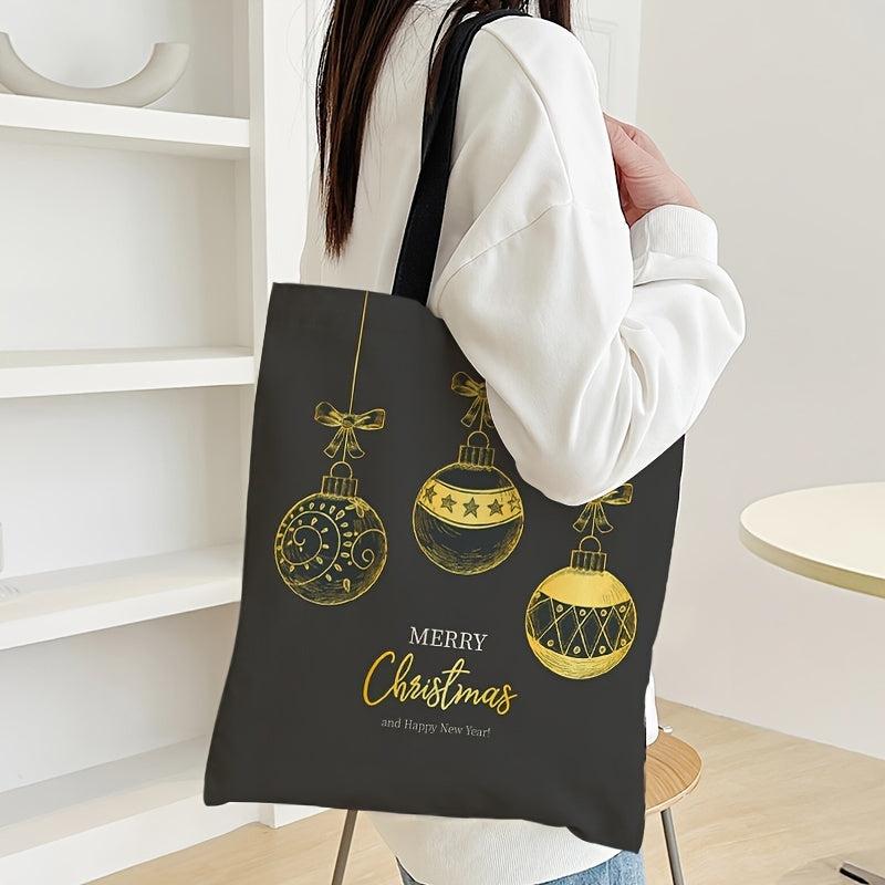 Christmas Hanging Ball Pattern Canvas Bag Women's Canvas Handbag