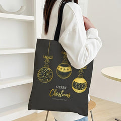 Christmas Hanging Ball Pattern Canvas Bag Women's Canvas Handbag