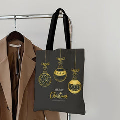 Christmas Hanging Ball Pattern Canvas Bag Women's Canvas Handbag
