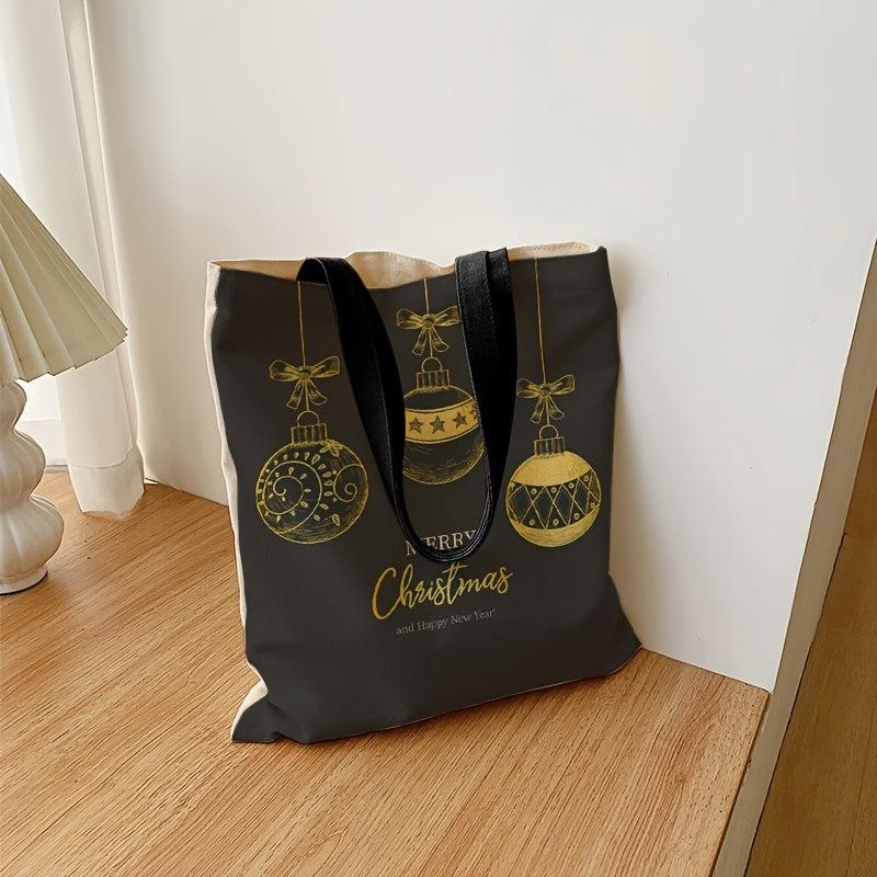 Christmas Hanging Ball Pattern Canvas Bag Women's Canvas Handbag