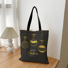 Christmas Hanging Ball Pattern Canvas Bag Women's Canvas Handbag