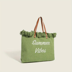 Letter Embroidered Tote Bag Large Capacity Handbag Women's Storage Bag