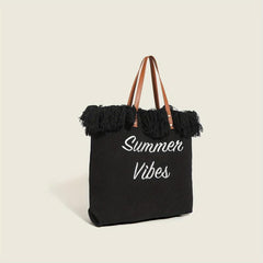 Letter Embroidered Tote Bag Large Capacity Handbag Women's Storage Bag