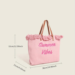 Letter Embroidered Tote Bag Large Capacity Handbag Women's Storage Bag