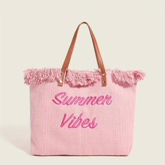 Letter Embroidered Tote Bag Large Capacity Handbag Women's Storage Bag