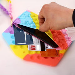 Silicone Long Coin Purse Clutch Wallet Popper Pressure Relief
