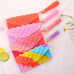 Silicone Long Coin Purse Clutch Wallet Popper Pressure Relief