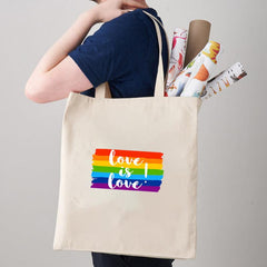 Rainbow Pattern Shoulder Canvas Bag Lightweight Storage Bag Women