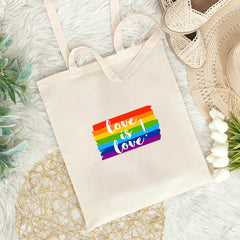 Rainbow Pattern Shoulder Canvas Bag Lightweight Storage Bag Women