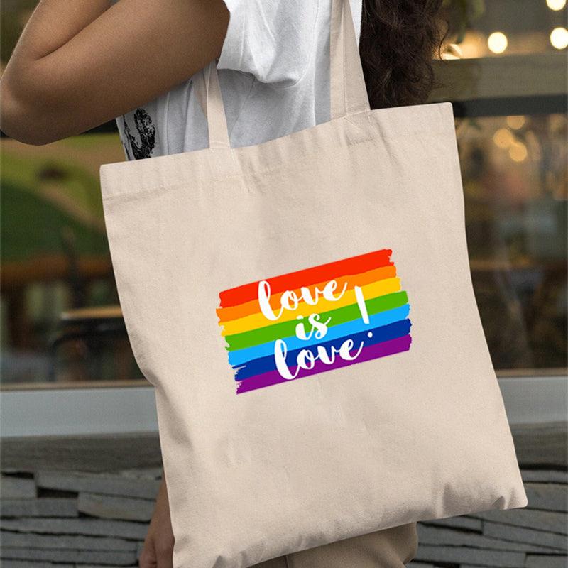 Rainbow Pattern Shoulder Canvas Bag Lightweight Storage Bag Women