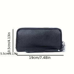 Solid Long Wallet Zipper Around Coin Purse Large Capacity Credit Card Holder