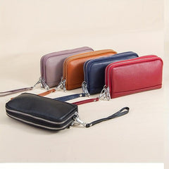 Solid Long Wallet Zipper Around Coin Purse Large Capacity Credit Card Holder