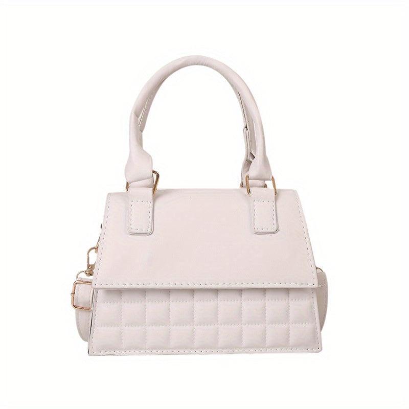 Minimalist Tote Satchel Plaid Quilted Bag