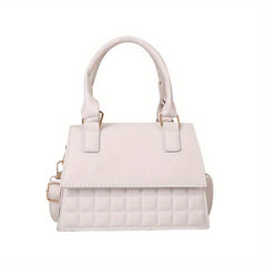 Minimalist Tote Satchel Plaid Quilted Bag