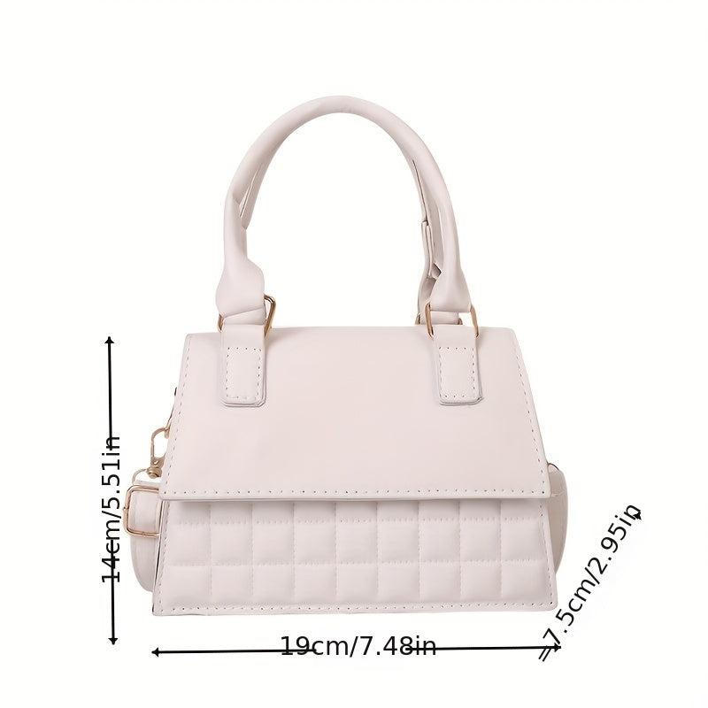 Minimalist Tote Satchel Plaid Quilted Bag