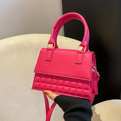 Minimalist Tote Satchel Plaid Quilted Bag