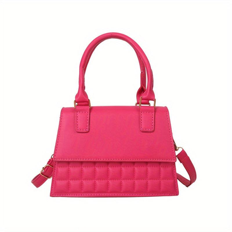 Minimalist Tote Satchel Plaid Quilted Bag