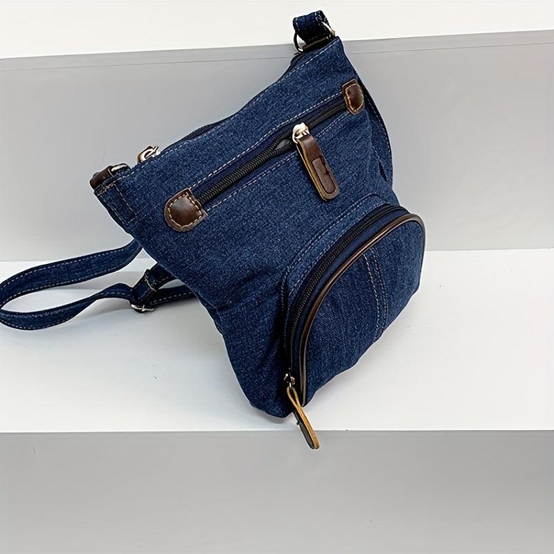 Vintage Denim Canvas Crossbody Bag Stylish Cowgirls Shoulder Purse
