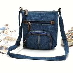 Vintage Denim Canvas Crossbody Bag Stylish Cowgirls Shoulder Purse