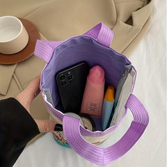 Cartoon Bucket Bag Canvas Lunch Bag Lightweight Portable Mommy Bento Bag