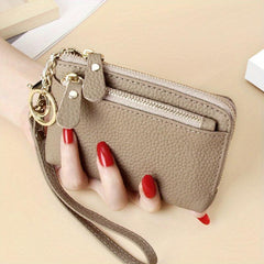 Women's Minimalist Zipper Clutch Wallet with Wristband