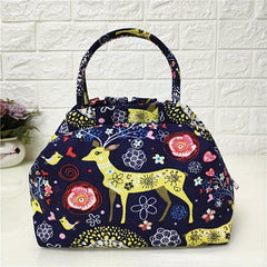 Small Floral Print Purse Bag Canvas Portable Grocery Handbag