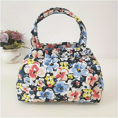 Small Floral Print Purse Bag Canvas Portable Grocery Handbag