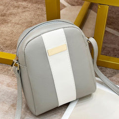 Mini Contrast Crossbody Bag PU Leather Shoulder Bag Zipper Mobile Phone Purse