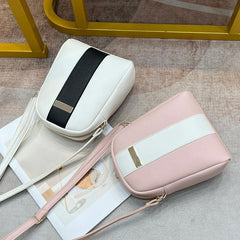 Mini Contrast Crossbody Bag PU Leather Shoulder Bag Zipper Mobile Phone Purse