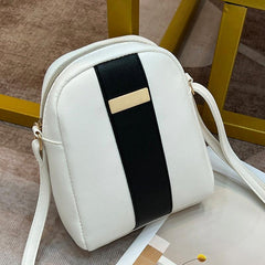Mini Contrast Crossbody Bag PU Leather Shoulder Bag Zipper Mobile Phone Purse