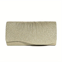 Glitter Ruched Evening Bag Flap Banquet Clutch Purse Women's Bling Handbags