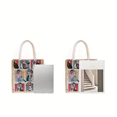 Pattern Gunny Tote Bag Top Handle Large Capacity Square Shopping Bag