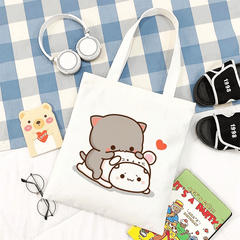 Cartoon Pattern Shoulder Bag Lightweight Canvas Storage Bag For School
