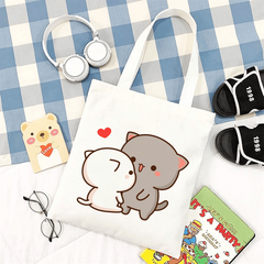 Cartoon Pattern Shoulder Bag Lightweight Canvas Storage Bag For School