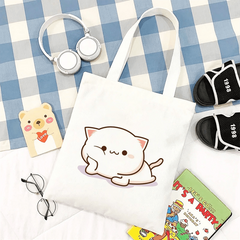 Cartoon Pattern Shoulder Bag Lightweight Canvas Storage Bag For School