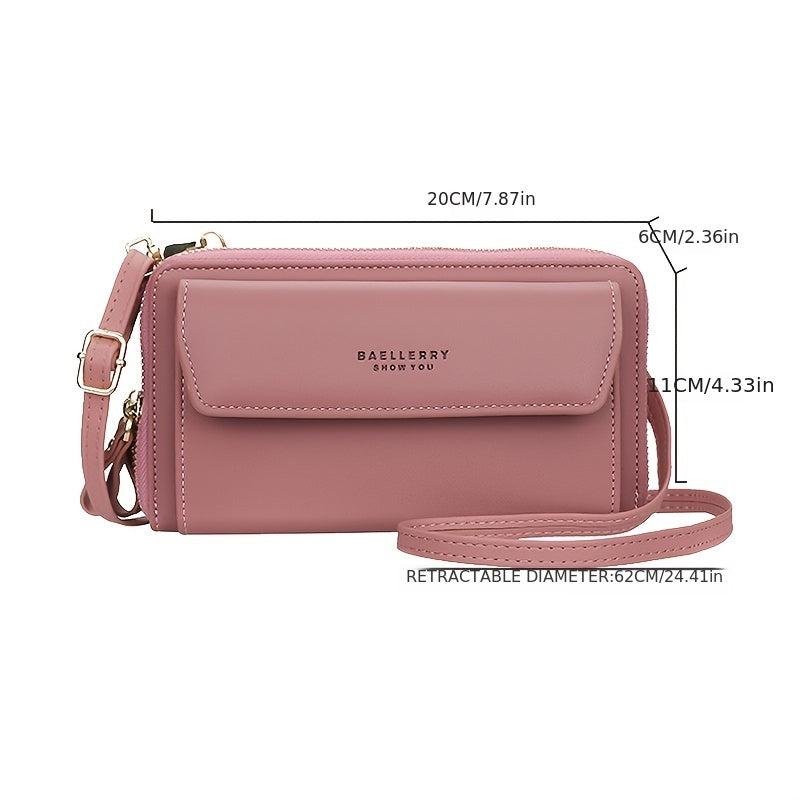 Double Zipper Faux Leather Women's Purse Long Wallet with Large Capacity