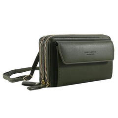 Double Zipper Faux Leather Women's Purse Long Wallet with Large Capacity