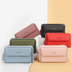 Double Zipper Faux Leather Women's Purse Long Wallet with Large Capacity