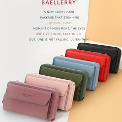 Double Zipper Faux Leather Women's Purse Long Wallet with Large Capacity