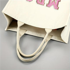 Chenille Letter Pattern Tote Bag Stylish Storage Satchel Bag