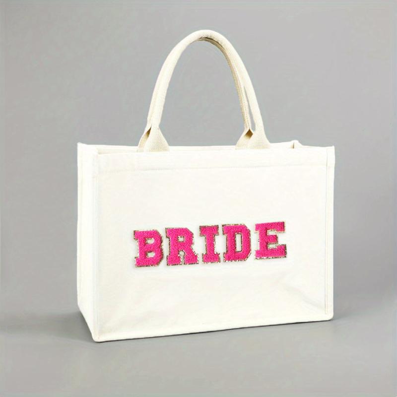 Chenille Letter Pattern Tote Bag Stylish Storage Satchel Bag