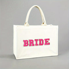 Chenille Letter Pattern Tote Bag Stylish Storage Satchel Bag