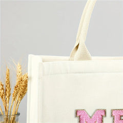 Chenille Letter Pattern Tote Bag Stylish Storage Satchel Bag