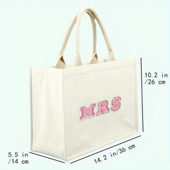 Chenille Letter Pattern Tote Bag Stylish Storage Satchel Bag