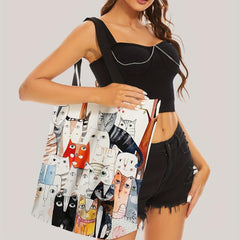 Cat Print Tote Bag Summer Travel Beach Shoulder Bag