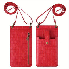 Women's Crocodile Embossed Shoulder Bag Coin Purse Faux Leather