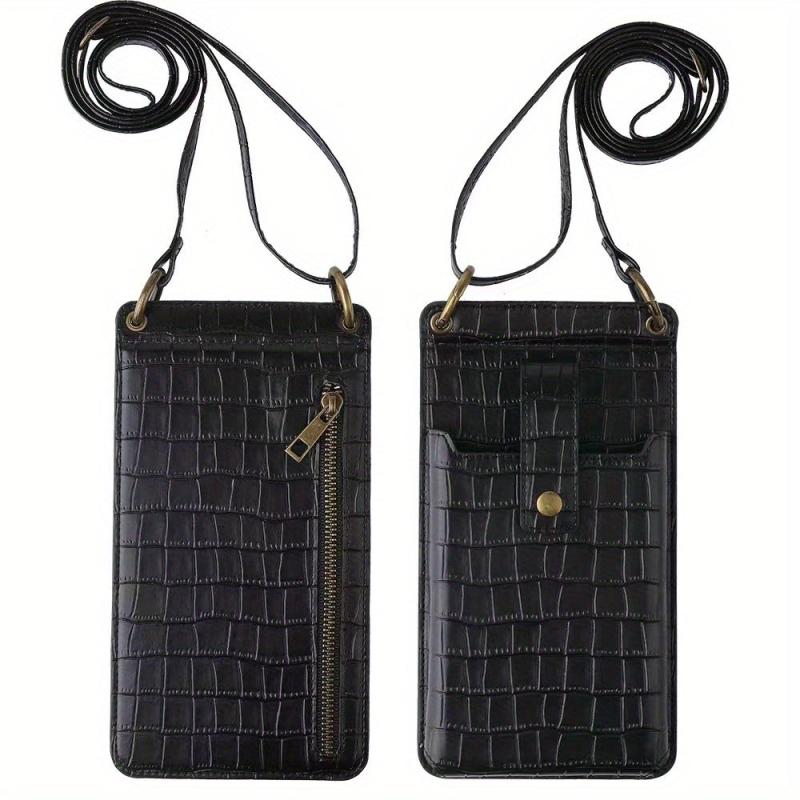 Women's Crocodile Embossed Shoulder Bag Coin Purse Faux Leather