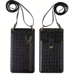 Women's Crocodile Embossed Shoulder Bag Coin Purse Faux Leather